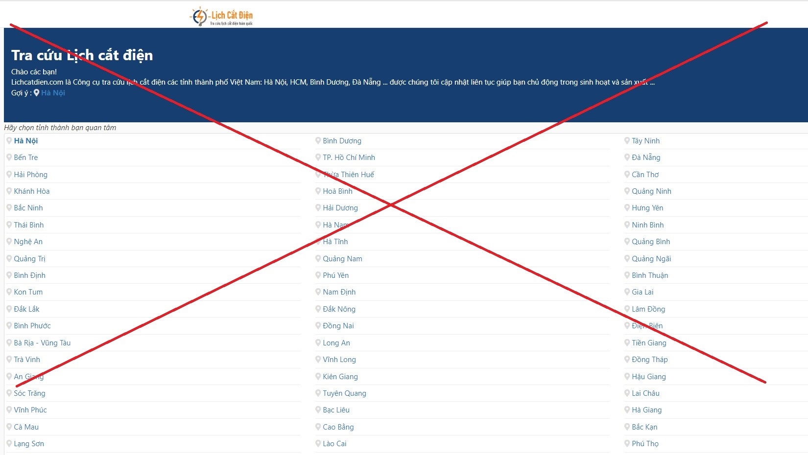 Cảnh báo nhiều website giả thông tin lịch cắt điện
